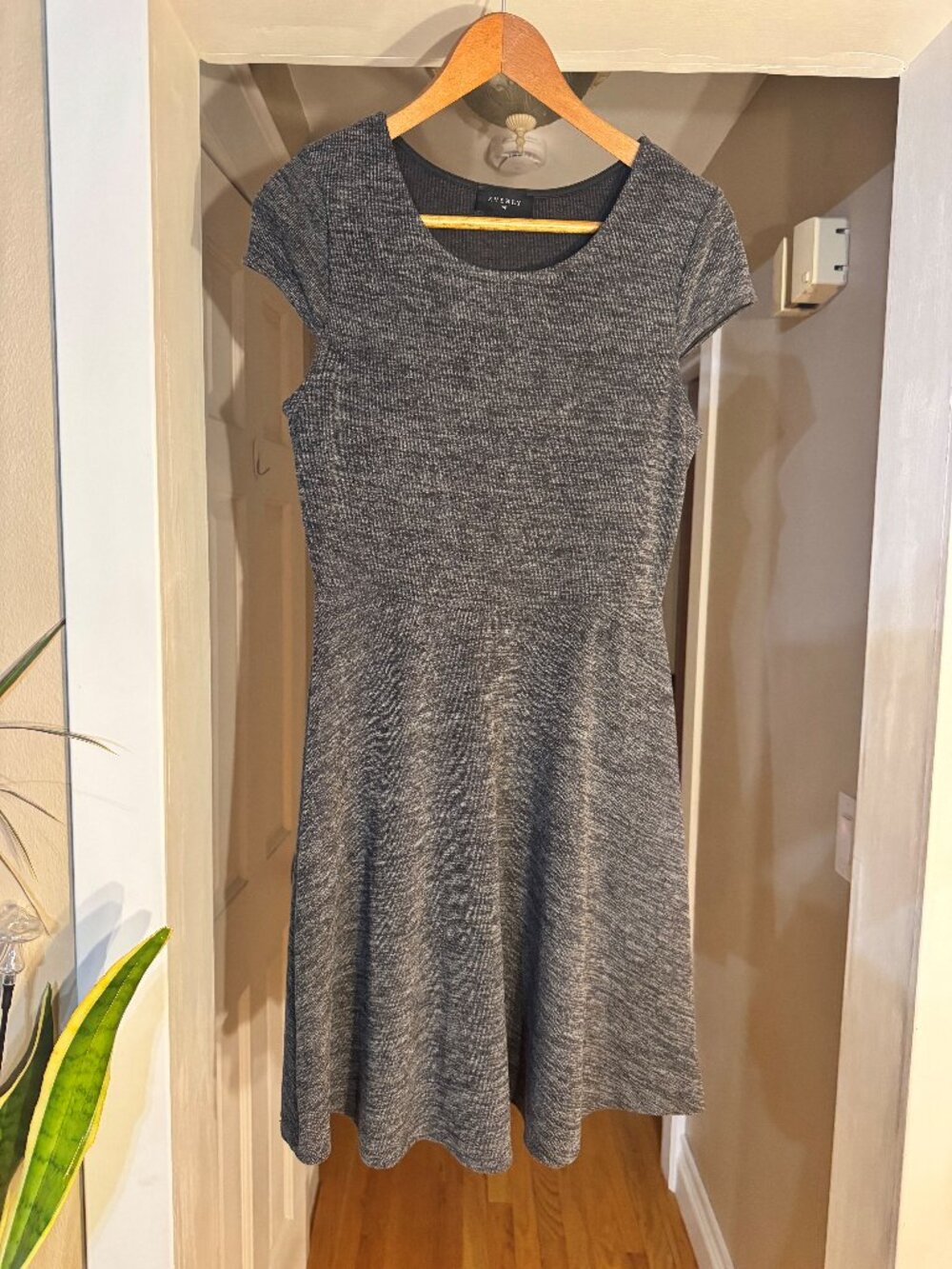 Everly A-Line Gray, Cap Sleeve Dress